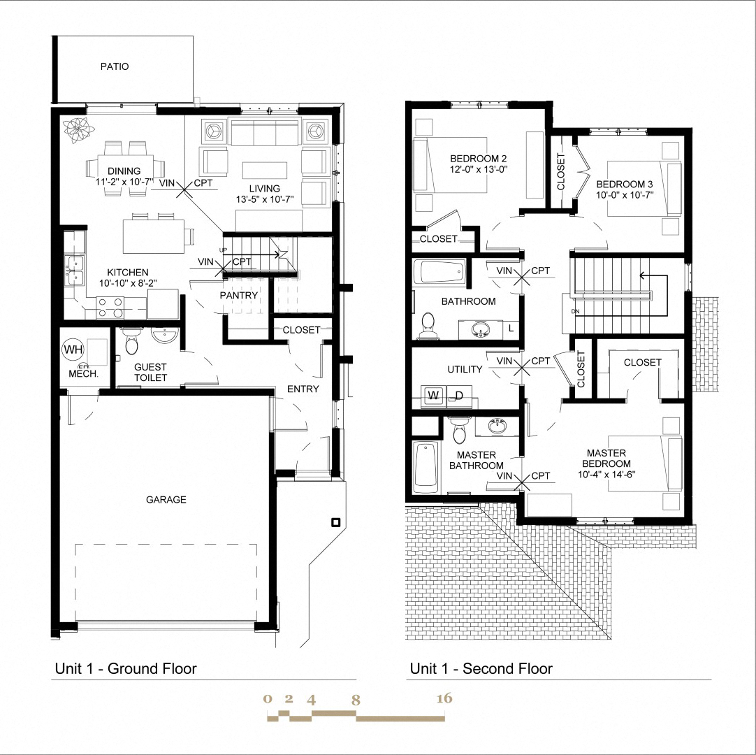 Floor plan for 3 beds, 2.5 baths, 1679 sqft